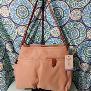 Fossil Women's Tan Shoulder Bag With Leather Accents